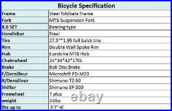 Full Suspension Folding Mountain Bike 21 Speed Mens Bicycle Disc Brake MTB 27.5