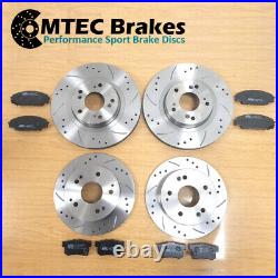 Honda Civic EP2 5 Stud Front & Rear Drilled Grooved Brake Discs & MTEC Pads