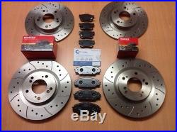 Honda S2000 2.0 05/99- Front Rear Drilled Grooved Brake Discs & Mintex Pads