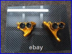 Hope RX4 Flatmount Front and rear Caliper Shimano plus 3 rotors gold