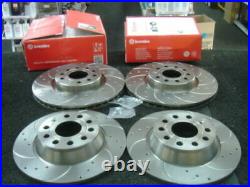 Performance Drilled And Curved Grooved Front Rear Brembo Brake Discs Set New