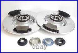 Peugeot 207 New Rear Brake Discs And Pads + Fitted Wheel Bearings & Abs Rings