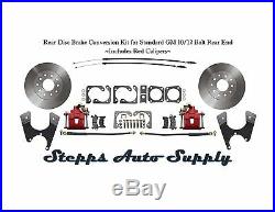 Rear Disc Brake Conversion Kit for Standard GM 10/12 Bolt Rear End, Red Calipers