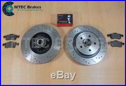 Renault Megane 225 04-09 Drilled Grooved Front Rear Brake Discs +Brembo Pads ABS