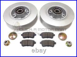 Renault Scenic Mk3 Rear 2 Brake Discs Pads Fitted Wheel Bearings Abs Rings Elect