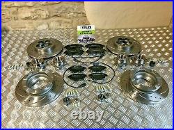 TRANSIT FRONT REAR DRILLED GROOVED DISCS PADS SENSORS & BEARINGS TDCi MK7 SWB
