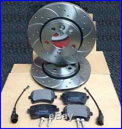 VW TRANSPORTER T5 1.9 2.5 TDi REAR DRILLED AND GROOVED BRAKE DISCS PADS