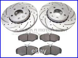 Vauxhall Vivaro 2001-2014 Front Drilled & Grooved Brake Discs And Mintex Pads