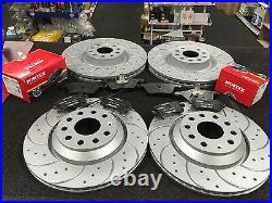 Vw Golf R32 Mk5 Brake Disc Cross Drilled Grooved With Brake Pad Front Rear
