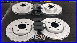 Vw Transporter Caravelle 1.9 2.5 Tdi T5 Front & Rear Drilled Grooved Discs Pads