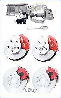 Wilwood Red Front & Rear Disc Brake Kit with Chrome Booster & Master Cylinder